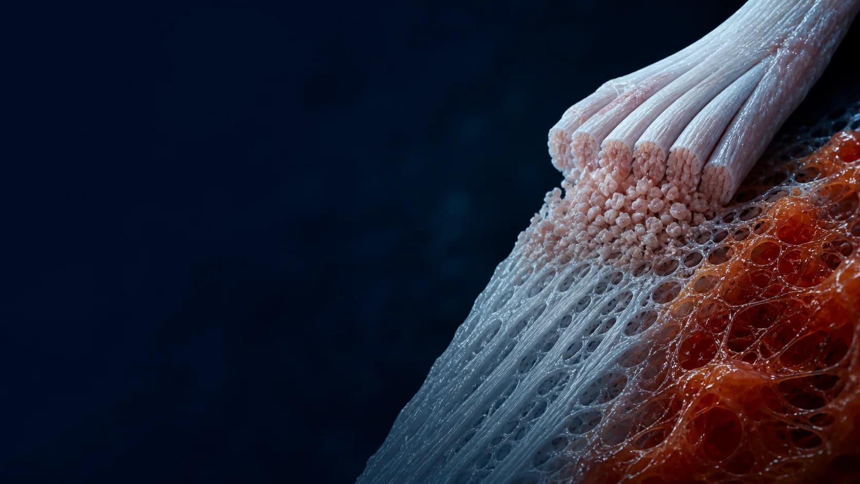 Fibroblast-rich micrografts, aligned collagen scaffold and platelet-rich plasma represented as three biological components
